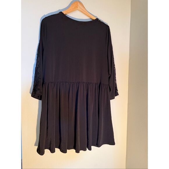 Torrid Size 3X Lace Sleeve Babydoll Tunic Long Top Black Whimsigoth Victorian - Picture 6 of 8